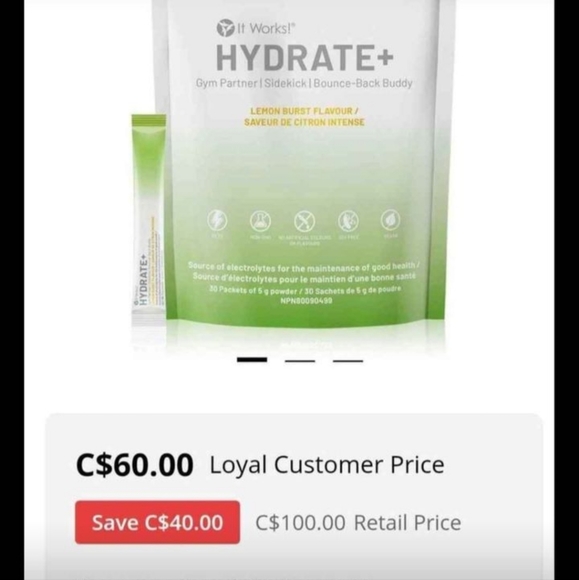 It Works! Hydrate+ Gym Partner Lemon Burst Flavour 15 Loose Packs - Picture 2 of 2